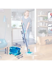 Load image into Gallery viewer, Leifheit Clean Twist Disc Mop Ergo Mobile Set, Moisture Controlled Spin, Wheeled Bucket, Faster Cleaning, Easy-Steer Micro Fibre 33cm Head with 360° Joint,Turquoise,46,6 x 26,5 x 26cm