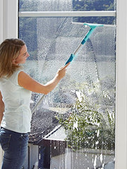 Load image into Gallery viewer, Leifheit Click System High Reach Window Cleaning Kit with Extension Pole, Turquoise/Silver
