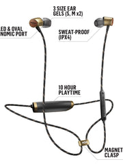 Load image into Gallery viewer, House of Marley Uplift 2 Wireless: Wireless Earphones with Microphone, Bluetooth Connectivity, 10 Hours of Playtime, and Sustainable Materials (Brass)