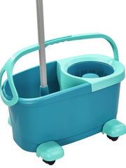 Load image into Gallery viewer, Leifheit Clean Twist Disc Mop Ergo Mobile Set, Moisture Controlled Spin, Wheeled Bucket, Faster Cleaning, Easy-Steer Micro Fibre 33cm Head with 360° Joint,Turquoise,46,6 x 26,5 x 26cm