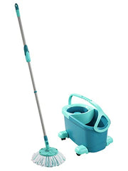 Load image into Gallery viewer, Leifheit Clean Twist Disc Mop Ergo Mobile Set, Moisture Controlled Spin, Wheeled Bucket, Faster Cleaning, Easy-Steer Micro Fibre 33cm Head with 360° Joint,Turquoise,46,6 x 26,5 x 26cm